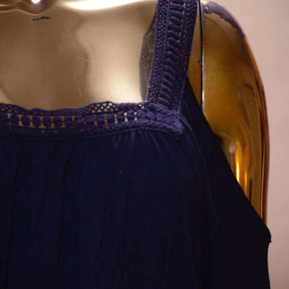 Dark blue top with cut-out shoulders, bell sleeves - Picture 2 of 6